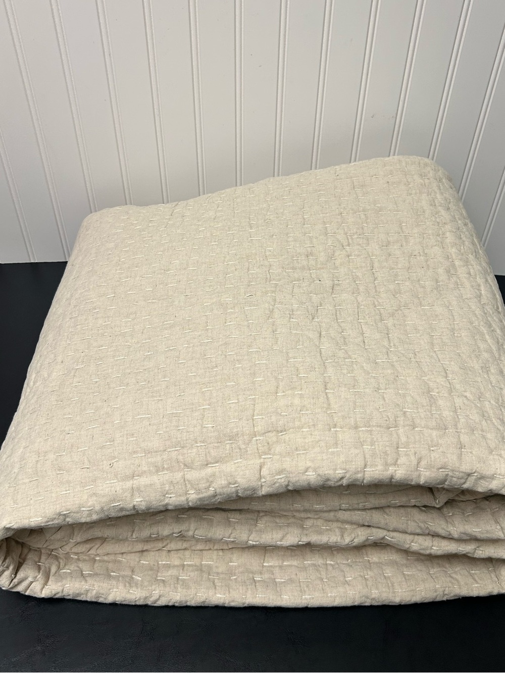 Pottery Barn pick stitch handcrafted quilt